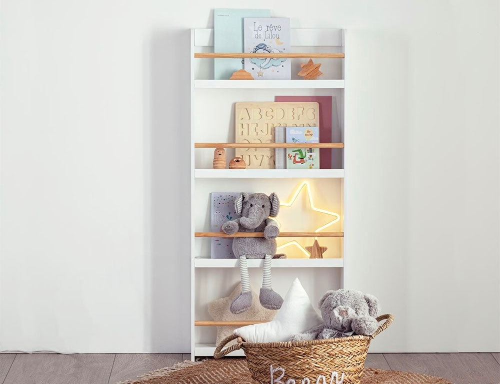 Παιδική Βιβλιοθήκη Atmosphera με 4 ράφια (55x15x118cm) - Aπόχρωση Ξύλου/Λευκό