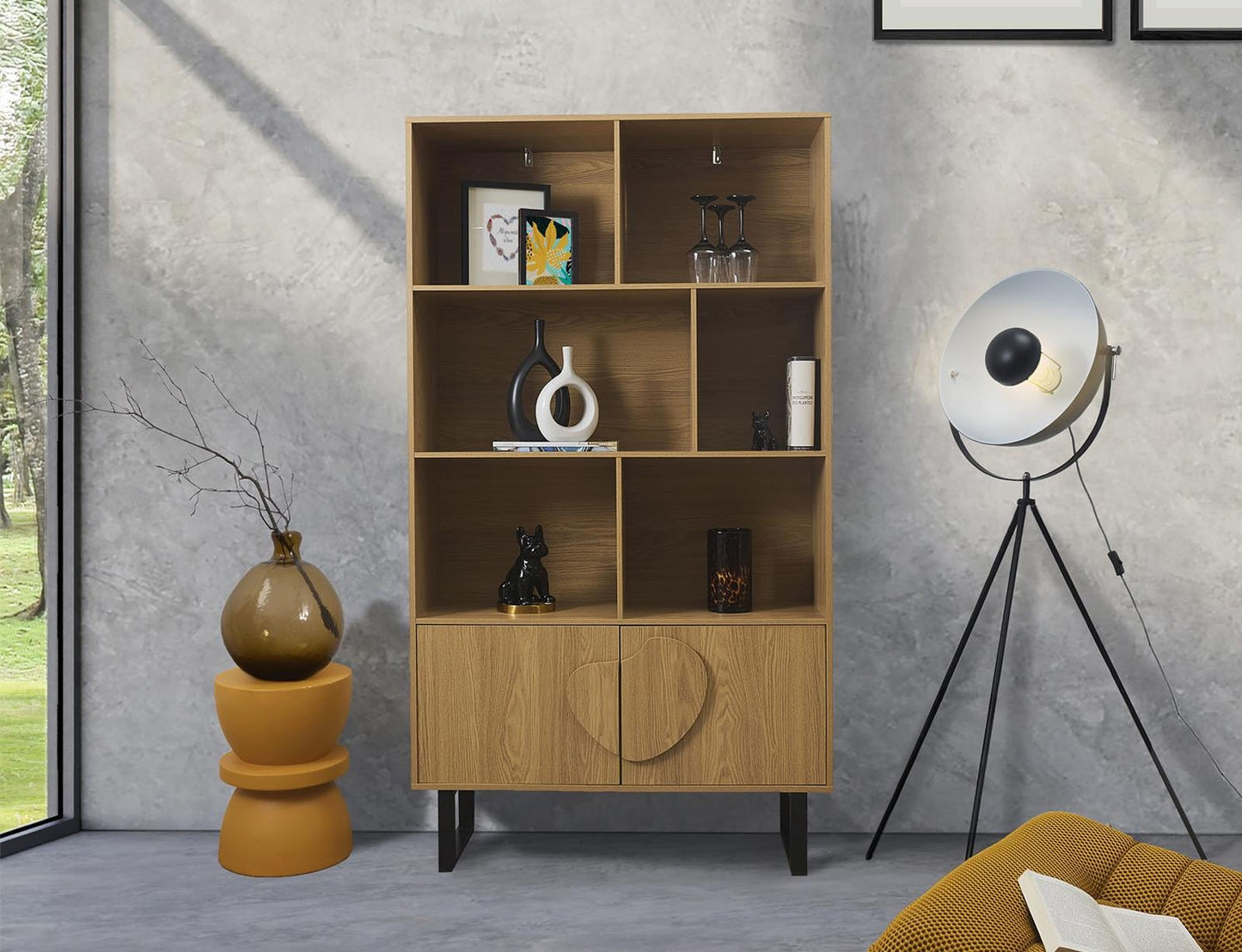 Βιβλιοθήκη Calypso  με 5 ράφια (100x35x180cm) - Aπόχρωση Καφέ