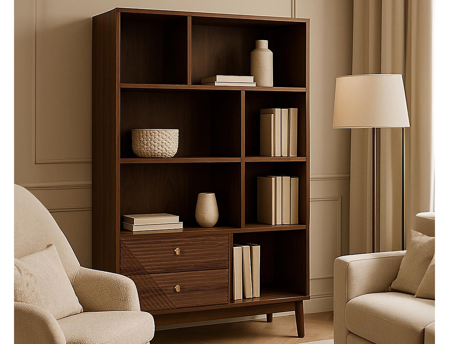 Βιβλιοθήκη Tiffany με 5 ράφια (100x35x140cm) - Aπόχρωση Καφέ