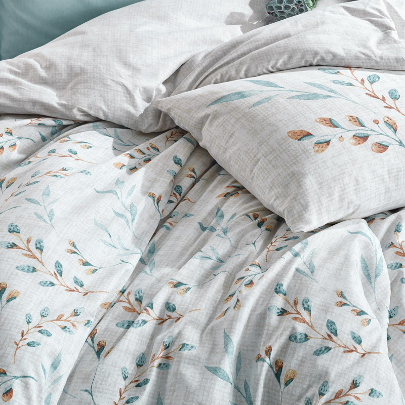 Σετ παπλωματοθήκη Lendell Cotton Box 3 τμχ Μονή (160x220) χρώμα μέντα - λευκό - Image 2