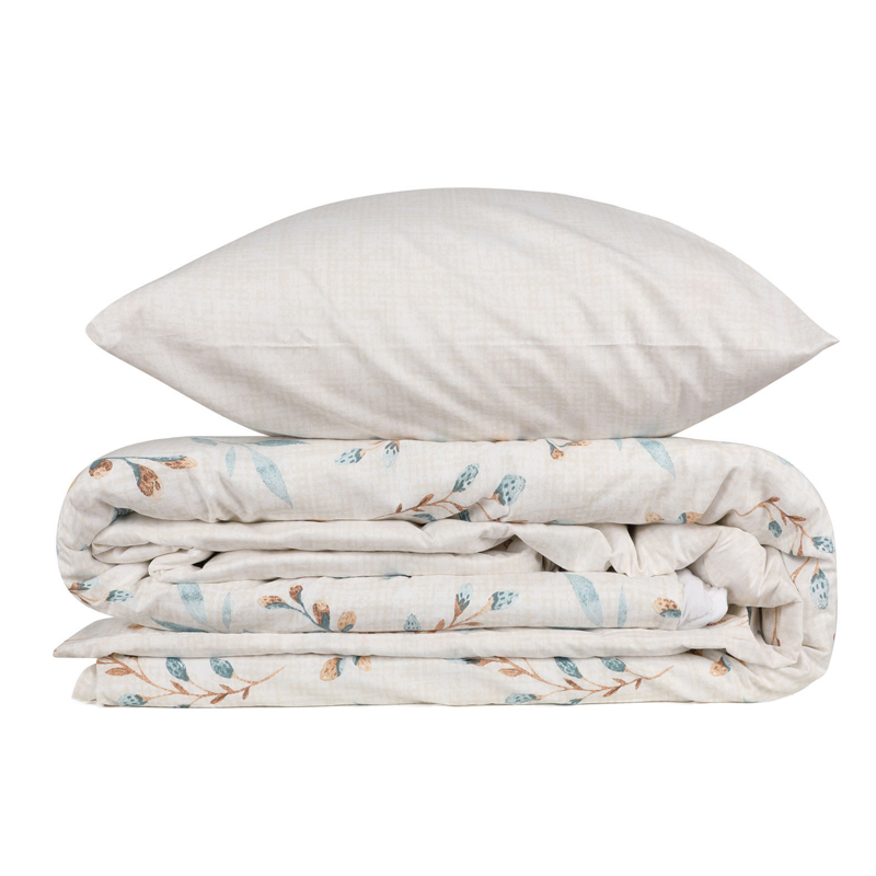 Σετ παπλωματοθήκη Lendell Cotton Box 3 τμχ Μονή (160x220) χρώμα μέντα - λευκό - Image 3
