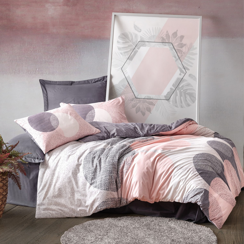 Σετ παπλωματοθήκη Leron Cotton Box 4 τμχ Διπλή (200×220) χρώμα γκρι