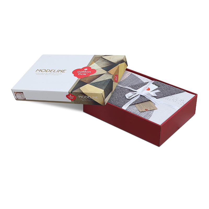 Σετ παπλωματοθήκη Leron Cotton Box 4 τμχ Διπλή (200x220) χρώμα γκρι - Image 4