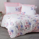 Σετ παπλωματοθήκη Jayda Cotton Box 3 τμχ Μονή (160×220) χρώμα ροζ – λευκό