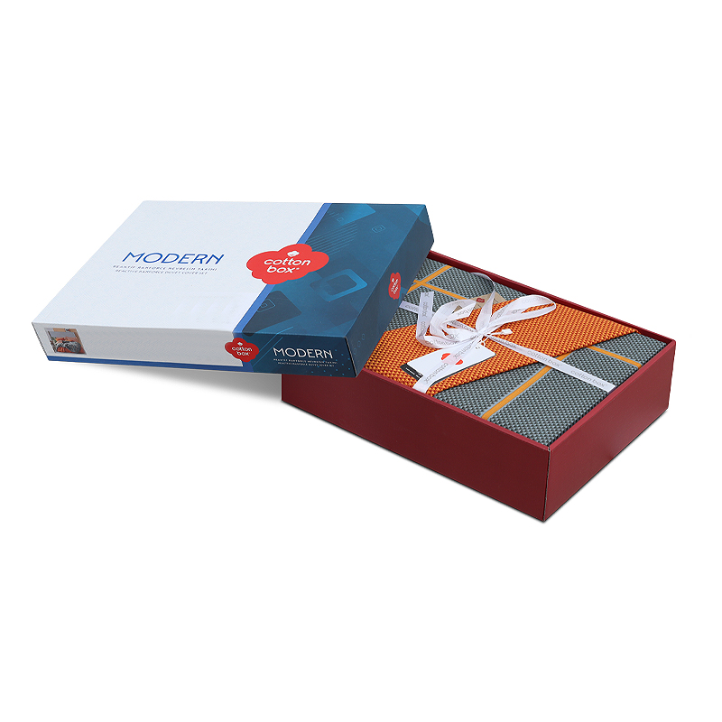 Σετ παπλωματοθήκη Stark Cotton Box 4 τμχ Διπλή (200x220) χρώμα cinnamon - μπλε - Image 4
