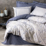Σετ παπλωματοθήκη Nitsa Cotton Box 3 τμχ Μονή (160×220) χρώμα σκούρο μπλε – γκρι