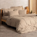Σετ παπλωματοθήκη Plaid Cotton Box 4 τμχ Διπλή (200×220) χρώμα mink
