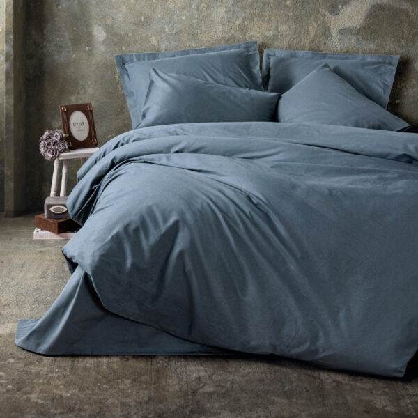 Σετ παπλωματοθήκη Plain Cotton Box 4 τμχ Διπλή (200×220) χρώμα ανθρακί