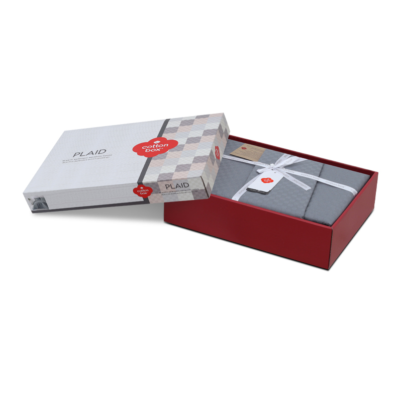 Σετ παπλωματοθήκη Plaid Cotton Box 3 τμχ Μονή (160x220) χρώμα γκρι - Image 3