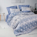 Σετ παπλωματοθήκη Cleo Cotton Box 3 τμχ Μονή (160×220) χρώμα μπλε