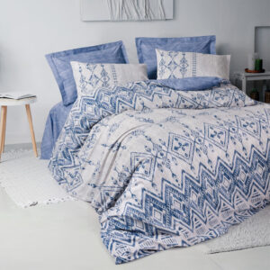 Σετ παπλωματοθήκη Cleo Cotton Box 3 τμχ Μονή (160x220) χρώμα μπλε