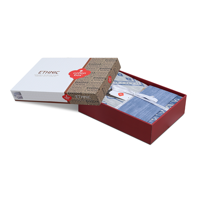 Σετ παπλωματοθήκη Cleo Cotton Box 3 τμχ Μονή (160x220) χρώμα μπλε - Image 4