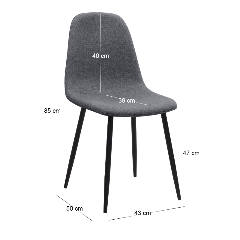 Καρέκλα τραπεζαρίας Iris Megapap γκρι ύφασμα - μεταλλικό μαύρο πόδι 43x50x85εκ. - Image 11