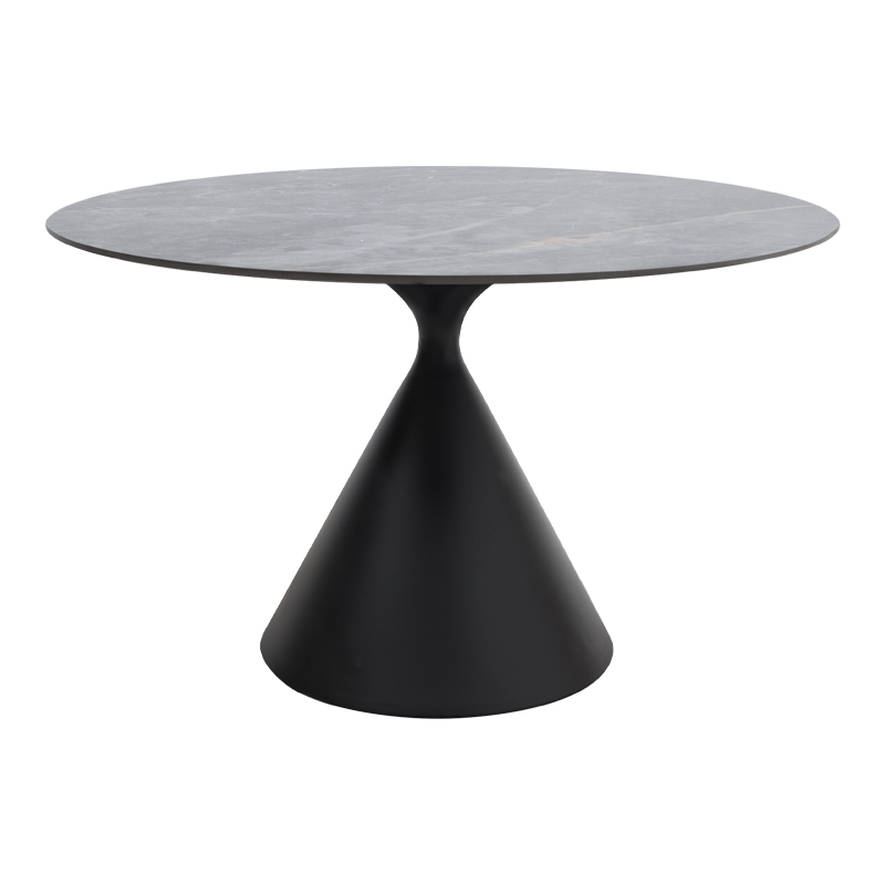 Τραπέζι Logan Megapap sintered stone - μέταλλο χρώμα γκρι εφέ μαρμάρου - μαύρο Ø120x72εκ. - Image 3