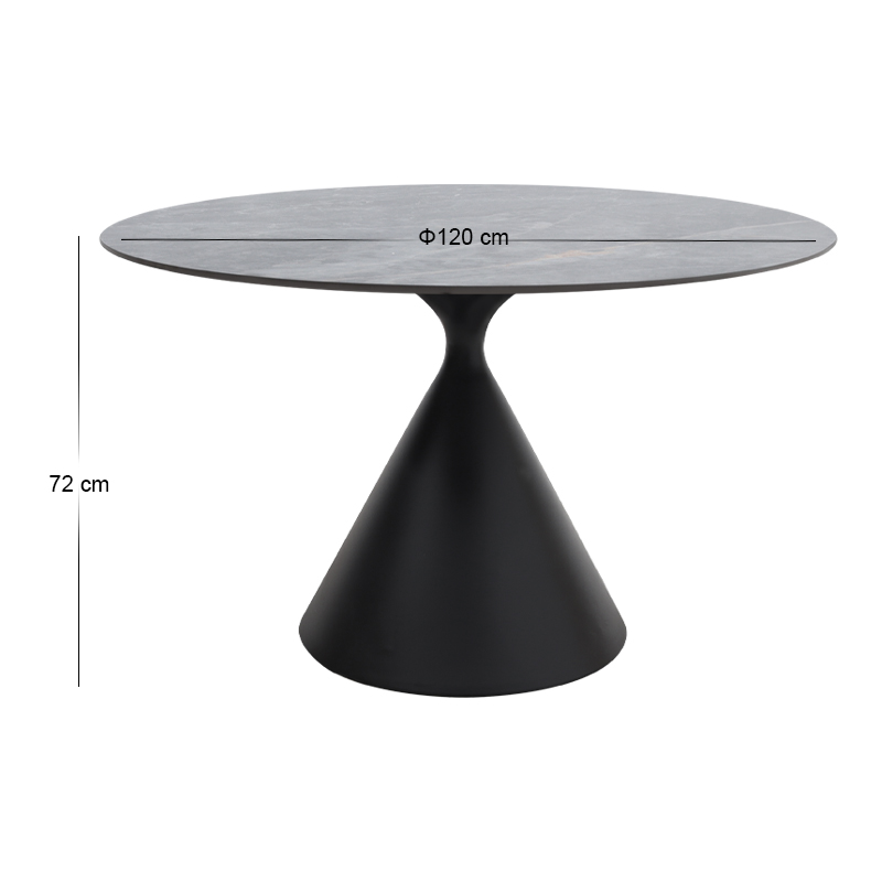 Τραπέζι Logan Megapap sintered stone - μέταλλο χρώμα γκρι εφέ μαρμάρου - μαύρο Ø120x72εκ. - Image 6