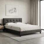 Κρεβάτι Sissy Megapap από τεχνόδερμα χρώμα μαύρο 160×200εκ.