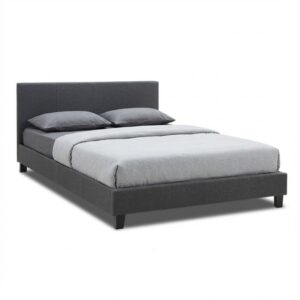 Κρεβάτι Flat Megapap υφασμάτινο χρώμα ανθρακί 140x190εκ.
