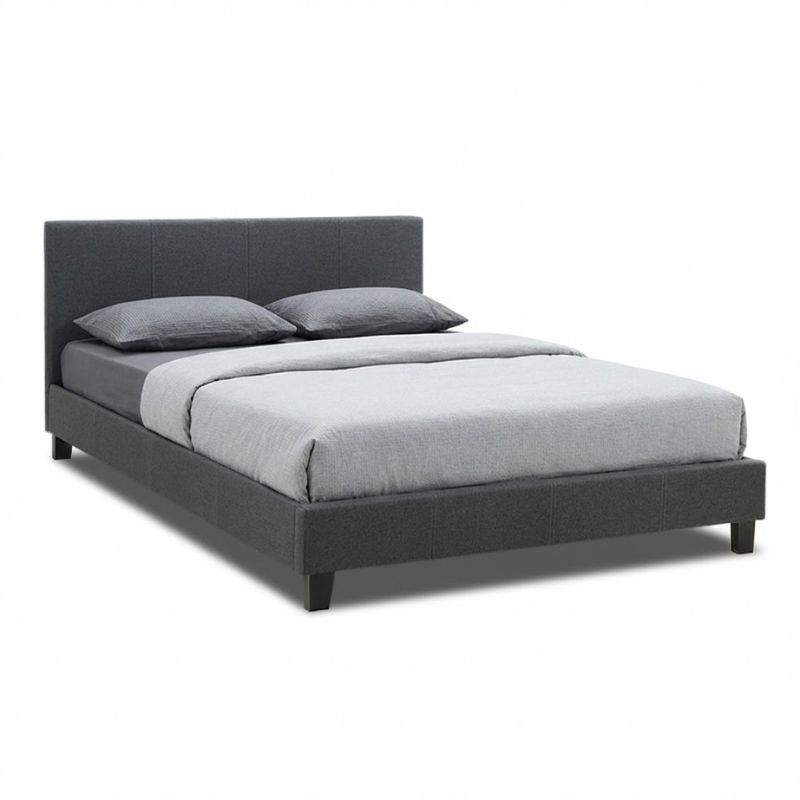 Κρεβάτι Flat Megapap υφασμάτινο χρώμα ανθρακί 140×190εκ.