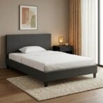 Κρεβάτι Flat Megapap υφασμάτινο χρώμα ανθρακί 120×200εκ.