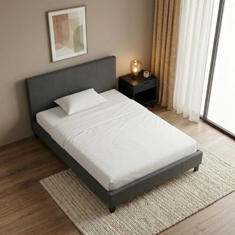 Κρεβάτι Flat Megapap υφασμάτινο χρώμα ανθρακί 120x200εκ. - Image 2