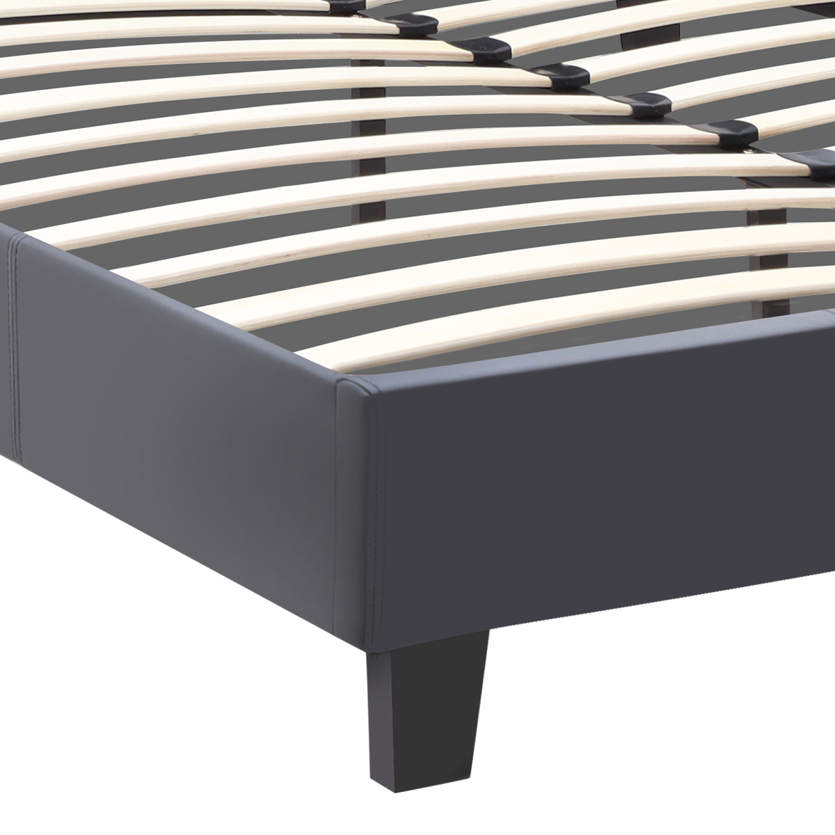 Κρεβάτι Flat Megapap από τεχνόδερμα χρώμα μαύρο ματ 160x200εκ. - Image 6