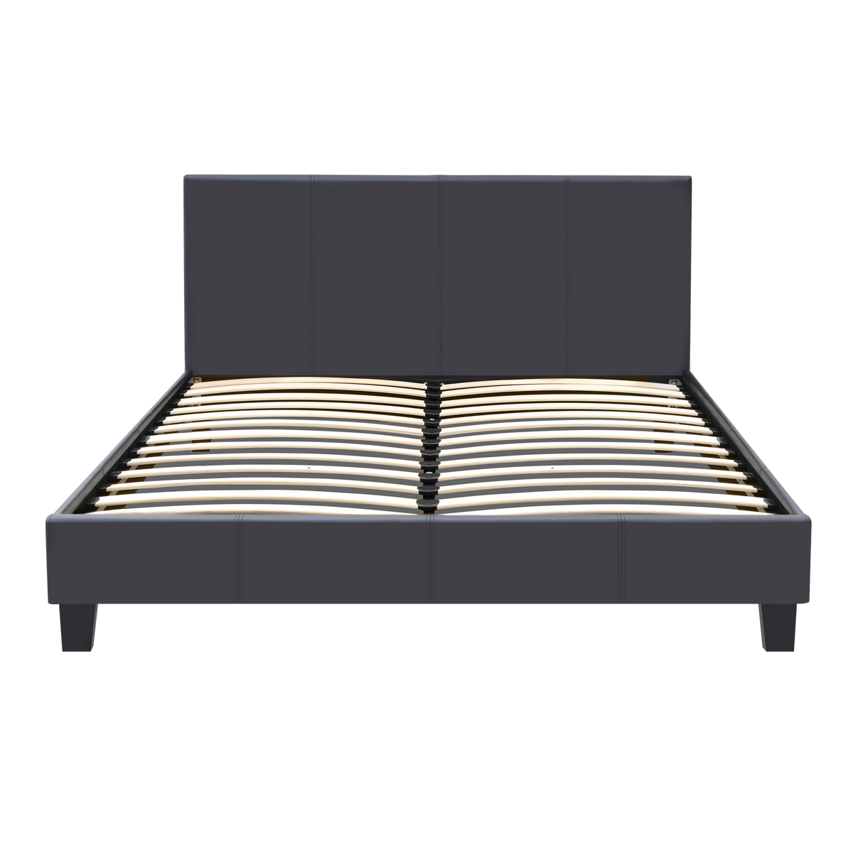 Κρεβάτι Flat Megapap από τεχνόδερμα χρώμα μαύρο ματ 150x200εκ. - Image 4
