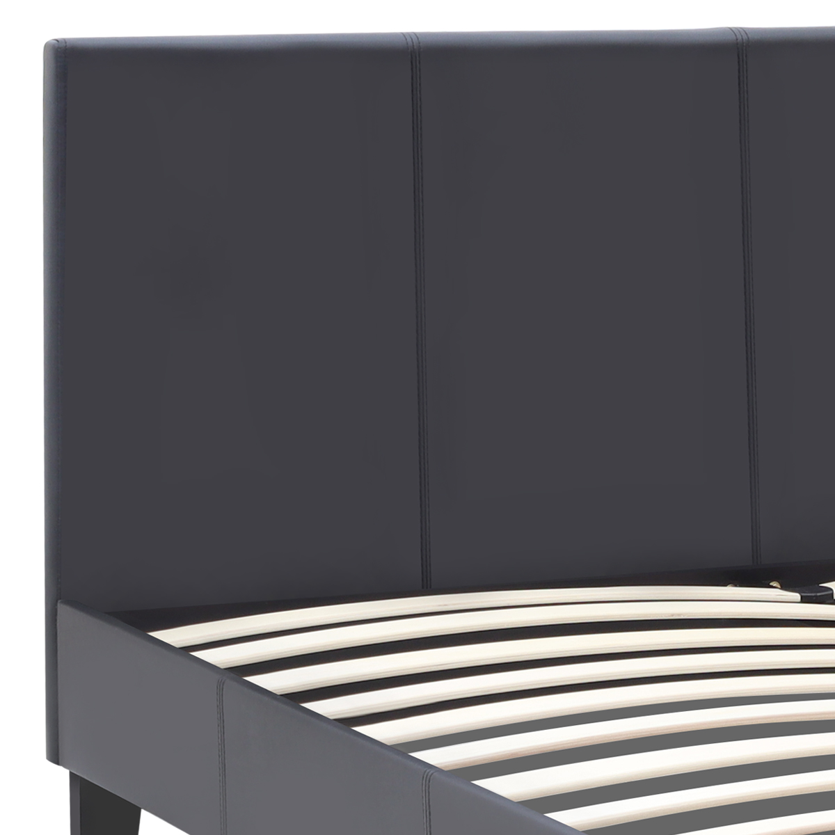Κρεβάτι Flat Megapap από τεχνόδερμα χρώμα μαύρο ματ 150x200εκ. - Image 5