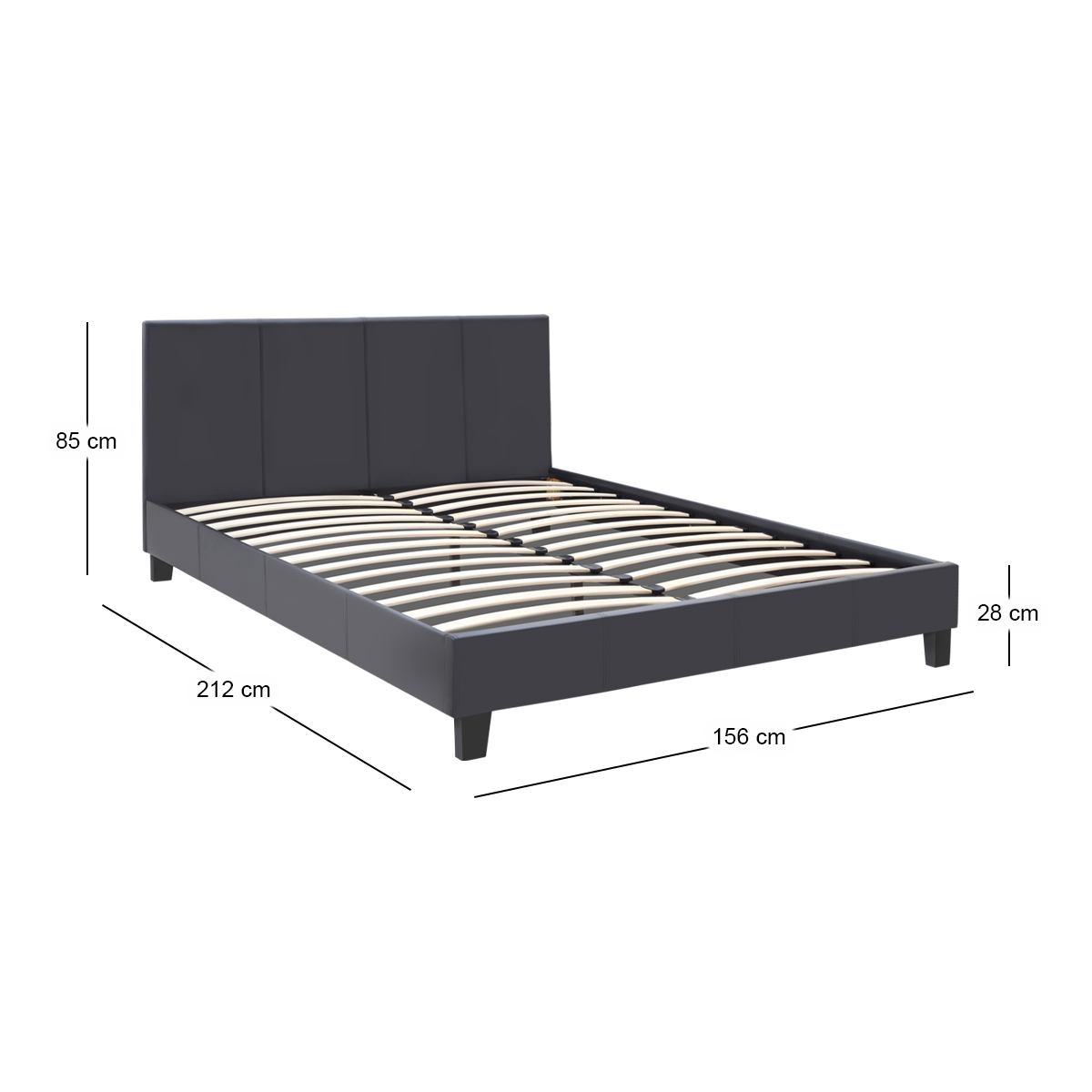 Κρεβάτι Flat Megapap από τεχνόδερμα χρώμα μαύρο ματ 150x200εκ. - Image 7