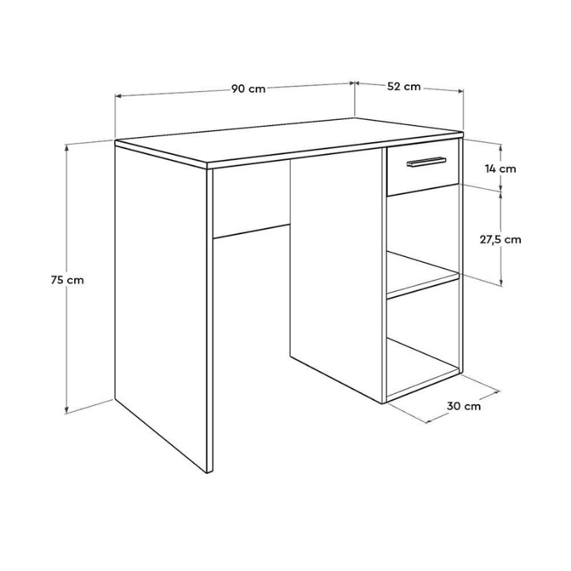 Γραφείο εργασίας Concept Megapap χρώμα καρυδί 90x52x75εκ. - Image 4