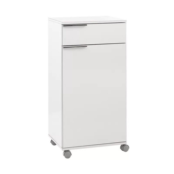 Ντουλάπι Diamond Megapap τροχήλατο χρώμα λευκό gloss 50x40x100εκ.