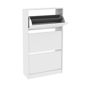 Παπουτσοθήκη Flat Duo Megapap 18 ζεύγων χρώμα λευκό 73x26x119εκ.