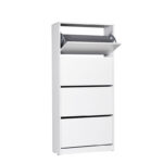 Παπουτσοθήκη Flat Duo Megapap 24 ζευγών χρώμα λευκό 73x26x157εκ.