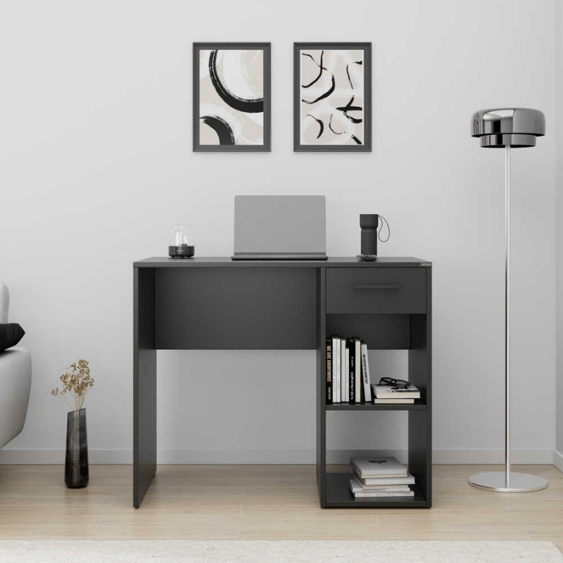 Γραφείο εργασίας Concept Megapap χρώμα ανθρακί 90x52x75εκ. - Image 3