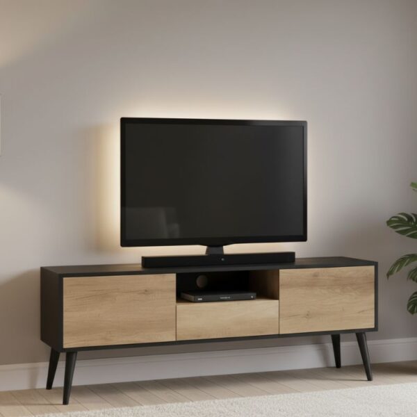 Έπιπλο τηλεόρασης Style Megapap χρώμα μαύρο – tori 160x41x58εκ.