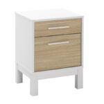 Κομοδίνο London Megapap χρώμα λευκό – oak 45x41x60εκ.