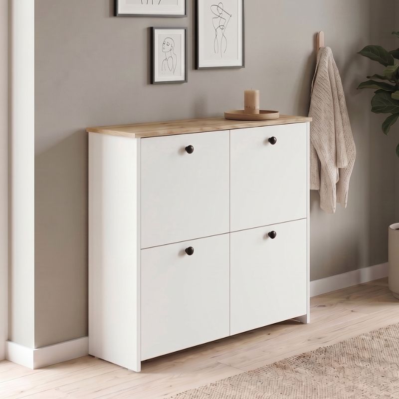 Παπουτσοθήκη Palma Megapap χρώμα λευκό – sapphire oak 90x35x90εκ.