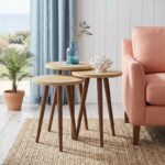 Τραπεζάκι βοηθητικό σετ 3 τμχ Cruz Megapap χρώμα sapphire oak Ø33×46εκ.
