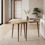 Τραπεζάκι σαλονιού σετ 2 τμχ Nola Megapap χρώμα sapphire oak Ø60×46εκ.