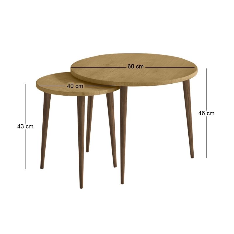 Τραπεζάκι σαλονιού σετ 2 τμχ Nola Megapap χρώμα sapphire oak Ø60x46εκ. - Image 5