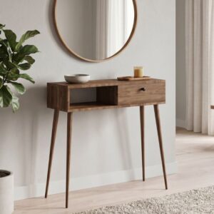 Κονσόλα Napoli Megapap χρώμα καρυδί 90x29x88εκ.