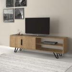 Έπιπλο τηλεόρασης Foot Megapap χρώμα φυσικό οξιάς 160x35x49εκ.