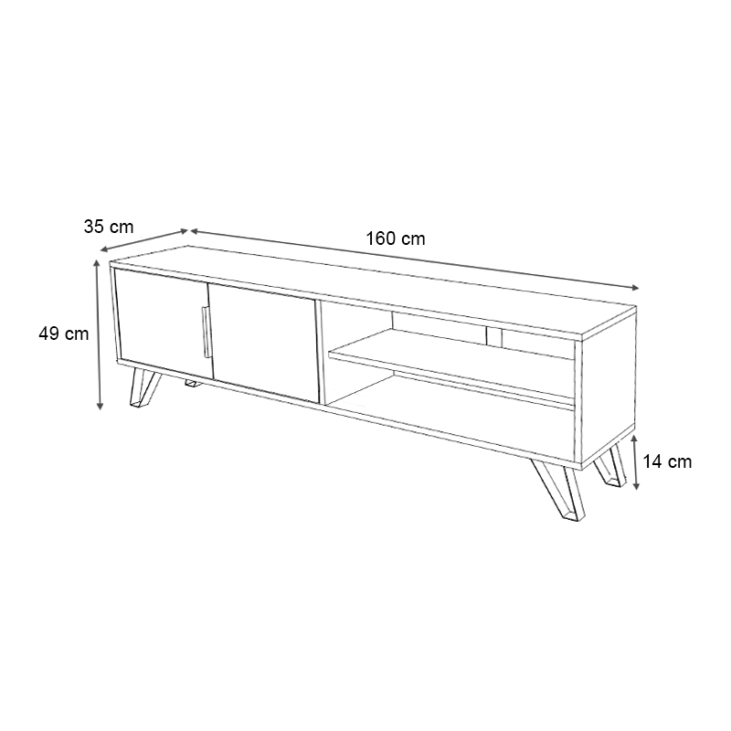 Έπιπλο τηλεόρασης Foot Megapap χρώμα καρυδί 160x35x49εκ. - Image 5