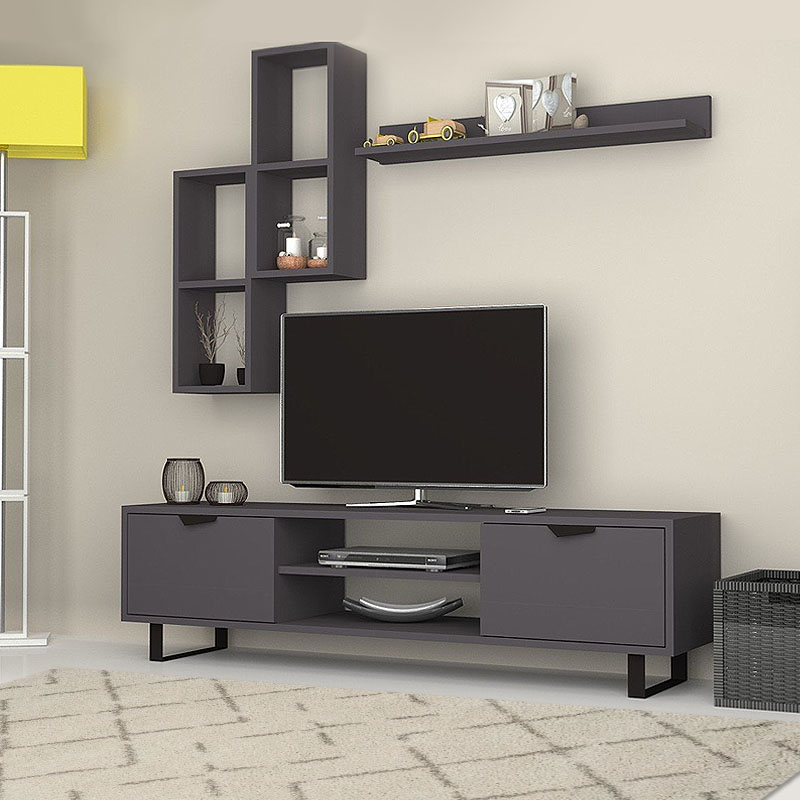 Σύνθεση τηλεόρασης Lonsa Megapap χρώμα ανθρακί 160x35x40εκ.