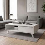 Τραπεζάκι σαλονιού Aster Megapap χρώμα λευκό 120x56x40εκ.