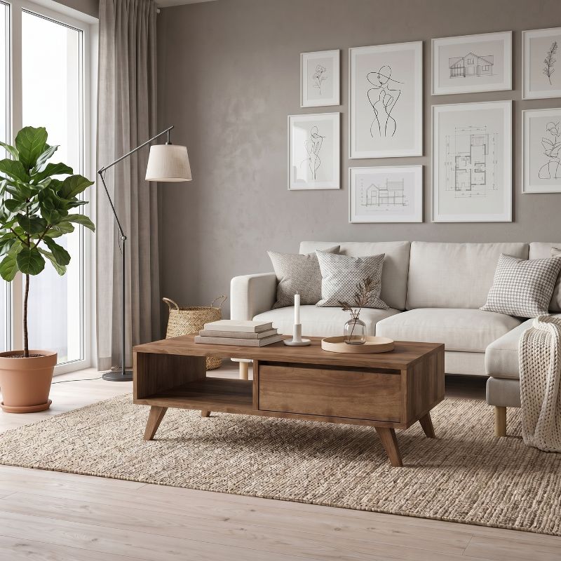 Τραπεζάκι σαλονιού Aster Megapap χρώμα καρυδί 120x56x40εκ. - Image 3