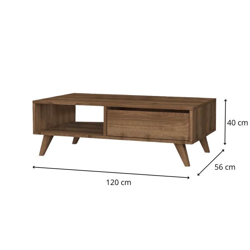 Τραπεζάκι σαλονιού Aster Megapap χρώμα καρυδί 120x56x40εκ. - Image 6