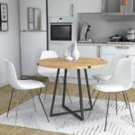 Τραπέζι Rubes Megapap χρώμα φυσικό οξιάς – ανθρακί 100x100x78εκ.