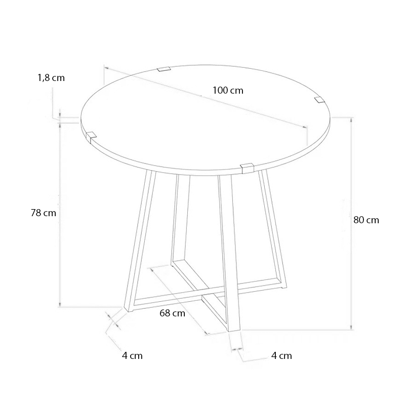 Τραπέζι Rubes Megapap χρώμα λευκό - ανθρακί 100x100x78εκ. - Image 4