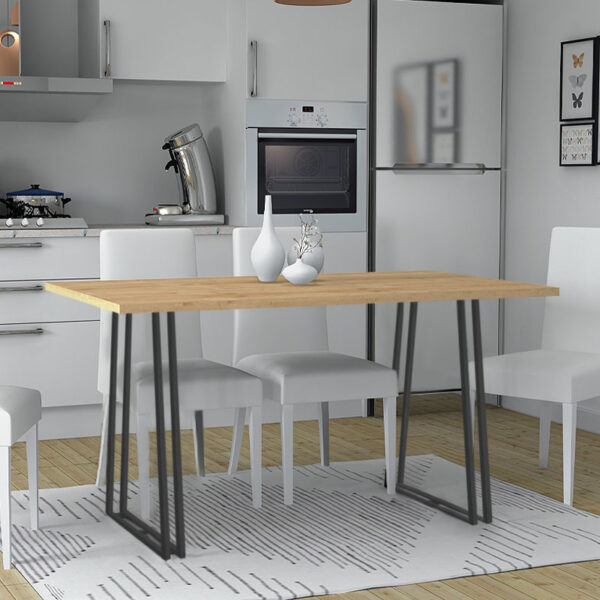 Τραπέζι Gable Megapap χρώμα φυσικό οξιάς – ανθρακί 140x80x76εκ.