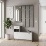 Έπιπλο εισόδου Raynold Megapap χρώμα γκρι σκυροδέματος – λευκό 100x30x180εκ.
